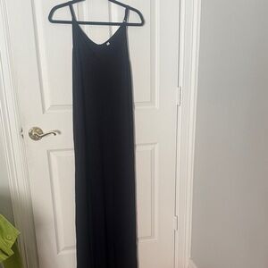 Comfortable cotton Black Maxi Dress medium with pockets